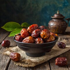 dates fruit date fruits of Medjool dates in a wooden bowl close up tasty healthy food