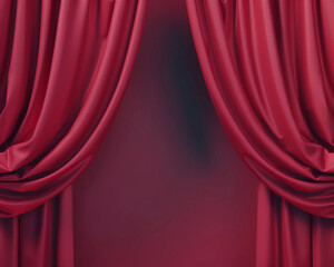 Dark red silk fabric curtain