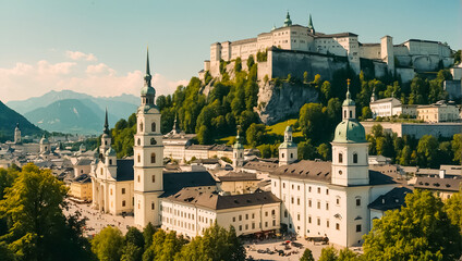 Beautiful view of Salzburg Austria