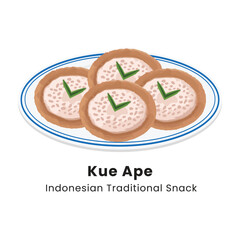 Vector illustration of Kue Ape Indonesian Traditional Crispy Crepes Pancake