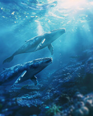 Fototapeta premium whales in the ocean