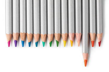 wooden color pencils on a white background - 778301482