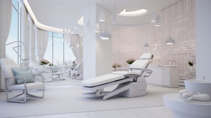 Dermatology and beauty clinic treatment Interior decoration for VIP customers by expert dermatologists. Beauty salon, spa, massage with equipment to to help relax, physiotherapy, relaxing massage.