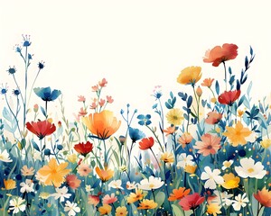 Abundant Wildflower Meadow in Vibrant Hues Capturing Nature s Enchanting Beauty