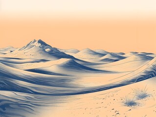 Vast Winding Desert Dunes Forming Ethereal Waves of Sand in a Serene Desolate Landscape with Ample Copy Space