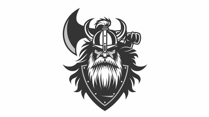 Viking Berserker Emblem Logo - obrazy, fototapety, plakaty