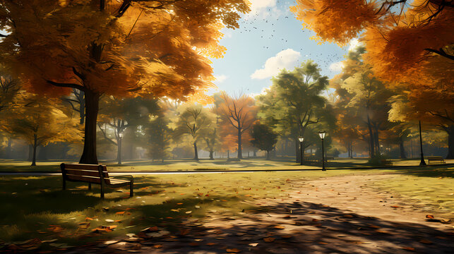 Autumn maple leaves scenery