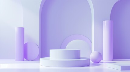 Podium mockup, abstract product exhibition podium purple background for product display, 3d render