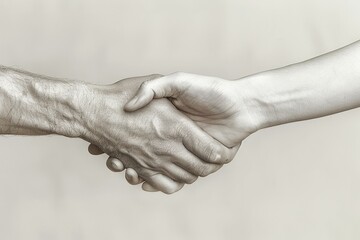 A handshake symbolizing trust and partnership between two people, showcasing teamwork and support in business.