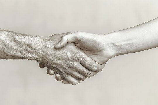 A handshake symbolizing trust and partnership between two people, showcasing teamwork and support in business.