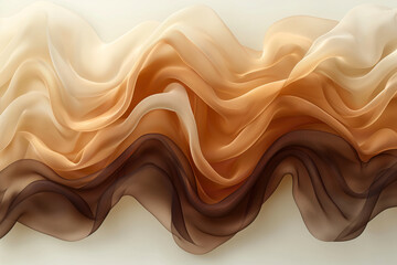 Abstract background with brown and beige waves, beautiful satin texture backdrop, 3d render, generative ai - obrazy, fototapety, plakaty