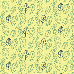 Seamless linear leaves pattern. Vector illustration