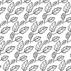 Seamless linear leaves pattern. Vector illustration