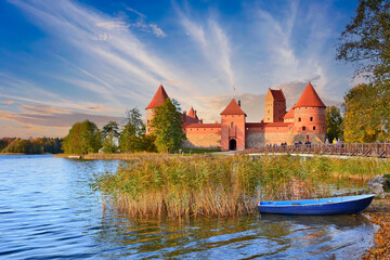 Naklejka na ściany i meble Trakai Island Castle Museum is one of the most popular tourist destinations in Lithuania, UNESCO world heritage.