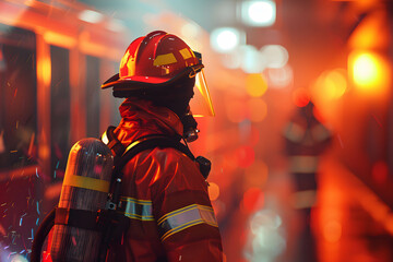 Confident firefighter who are working to help people - obrazy, fototapety, plakaty