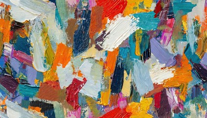 Seamless pattern background with Closeup of abstract rough colorful multicolored art painting texture with oil brushstroke pallet knife paint on canvas