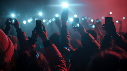 people at a concert waving phone flashlights