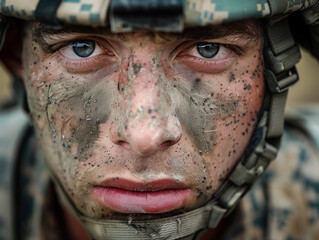 portrait of a male soldier with a very piercing gaze