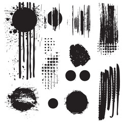 Set of Black Ink Splatters: Texture Collection - obrazy, fototapety, plakaty