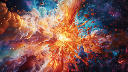 Big bang universe explosion, supernova blast, made out of colourful bath soaps, super detailed - obrazy, fototapety, plakaty