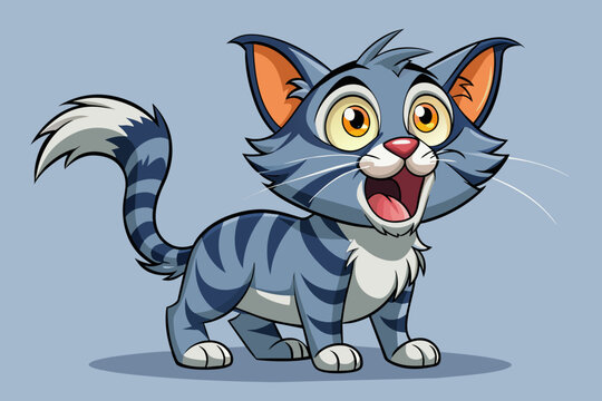 front view full frontal caricature cartoon shocked cute cat