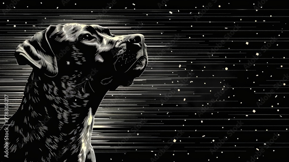 Poster starry night dog