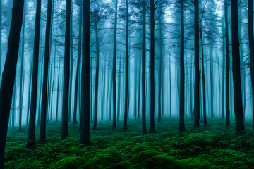 Naklejka premium a misty forest generative ai