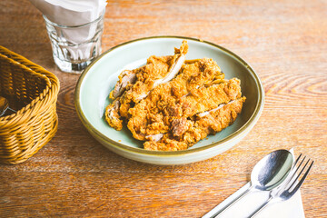 All time favourite chicken Cutlet with mala spice on top of  fettucine