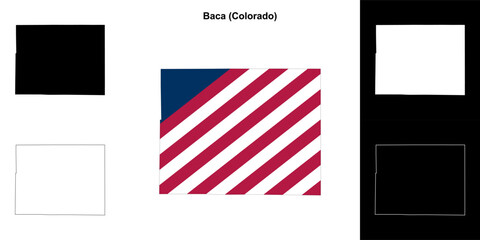 Baca County (Colorado) outline map set - obrazy, fototapety, plakaty