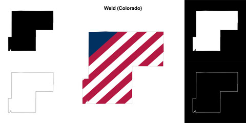 Weld County (Colorado) outline map set - obrazy, fototapety, plakaty