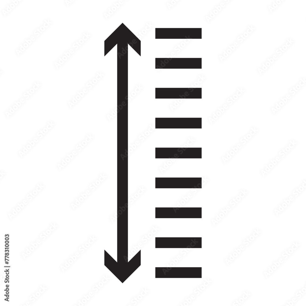 Poster adjustable height icon set. adjust length vector symbol. size adjustment arrow sign.