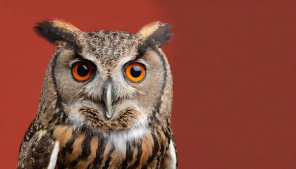 owl, isolated on red background