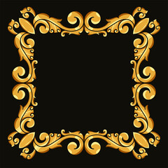 Borders and Frames in traditional style. Ornamental elements for your designs. Black and gold colors. Floral carving decoration for postcards or invitations for social media.
