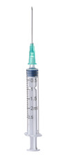 Front view of single use syringe