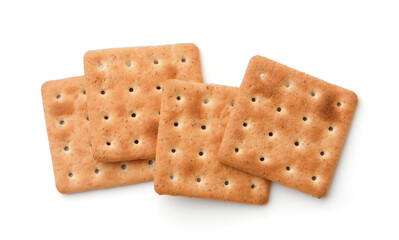 Top view of square wholegrain crackers