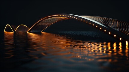 A simple, elegant bridge spanning from darkness into light, in gold and black, symbolizing overcoming challenges