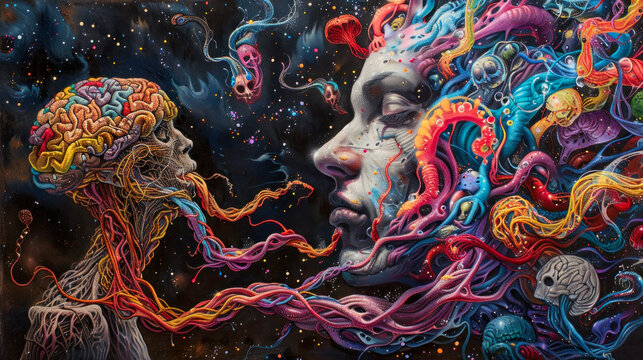 Psychedelic vision of two persons