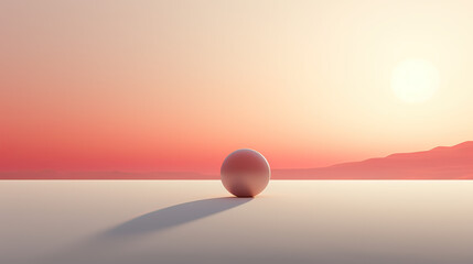 A minimalist sunset with a single, glowing orb against a soft gradient background, evoking a sense of serenity and contemplation Ai Generative