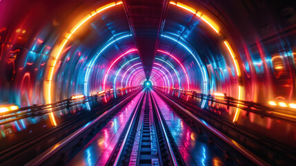 Insides of futuristic rapid transport tunnel