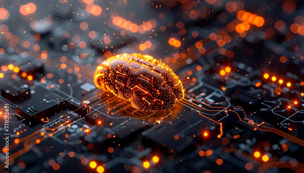 Aufkleber Exploring Quantum Computing, Fusion of AI, Biotech & Machine Learning in Neural Circuits & Cyber Brains