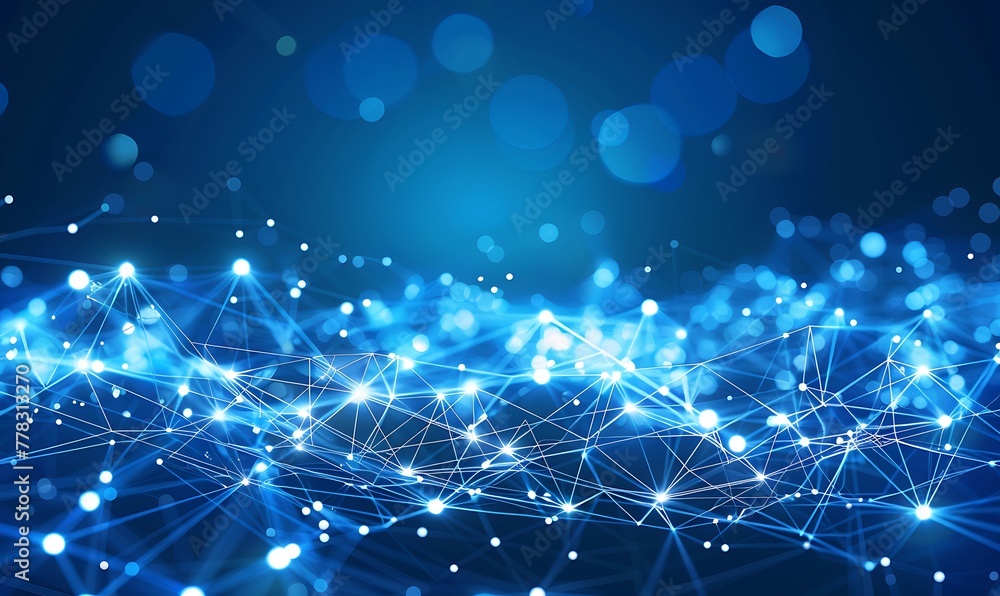 Poster Exploring Quantum Computing's Cyber Network, Artificial Neurons, Global Data Links, Connected Particles