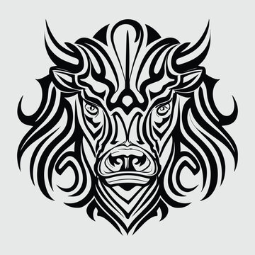 bull tribal tattoo vector editable template