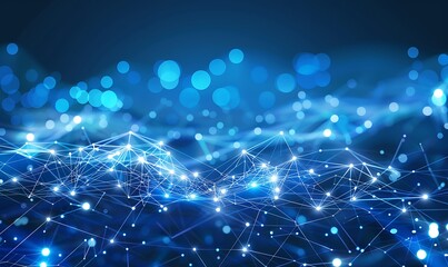 Fototapeta premium Exploring Quantum Computing's Cyber Network, Artificial Neurons, Global Data Links, Connected Particles