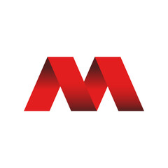 Simple letter M red logo design icon template