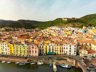 Picturesque historic town Bosa in Sardinia.