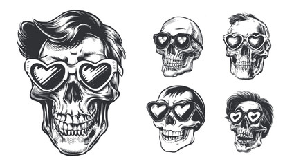A set of skulls with different facial expressions, Generative Ai