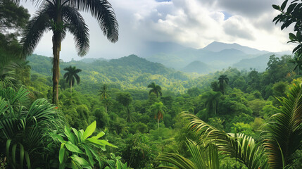 Fototapeta na wymiar Lush Martinique Rainforest