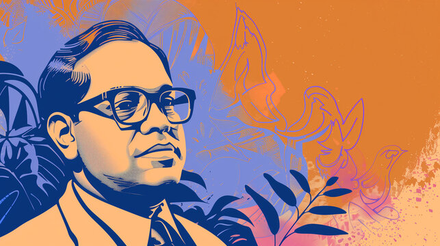 Dr Babasaheb Saheb Ambedkar Jayanti a drawing of a man with glasses and a tie