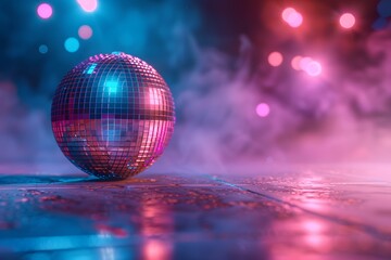 Disco Ball on Dance Floor - obrazy, fototapety, plakaty