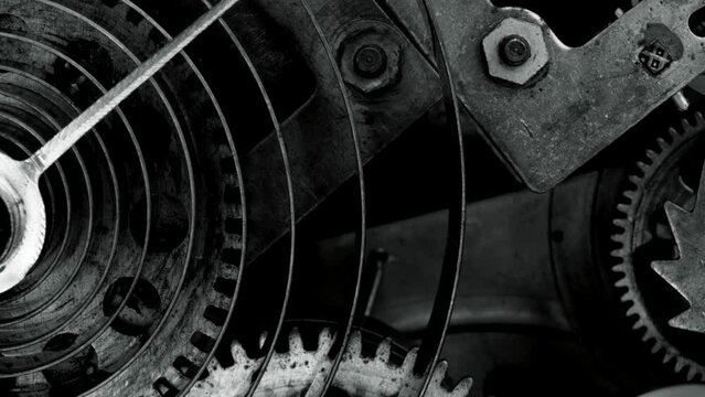 First Person View: Black and White Clock Inner Workings
